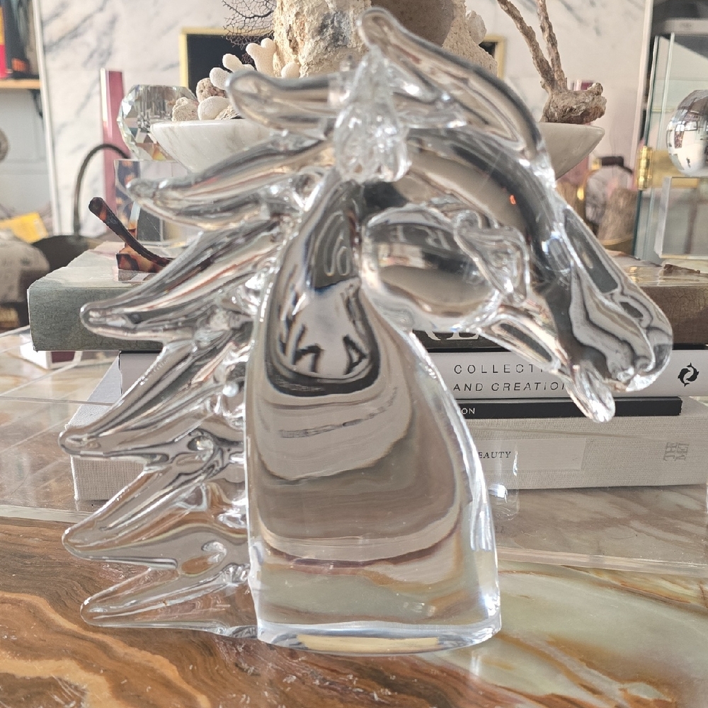 Clear Glass Horse Head Sculpture